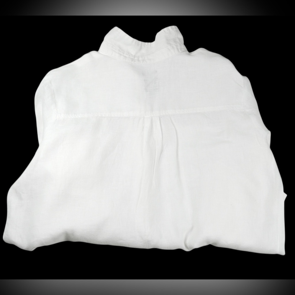 GAP Women’s L Optic White 100% Linen Boyfriend Button Front Shirt Long Sleeve - Picture 11 of 17